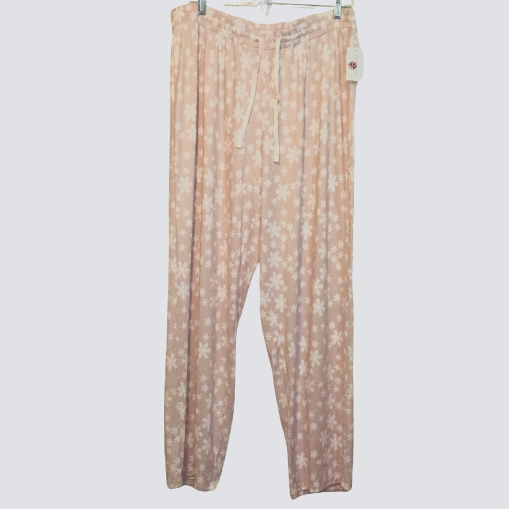 Charter Club pajama bottoms fleece snowflakes design pink NWT Sz L